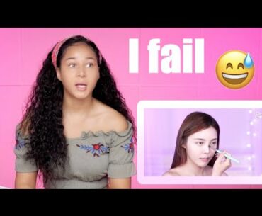 Western Girl Follows Korean Makeup Tutorial