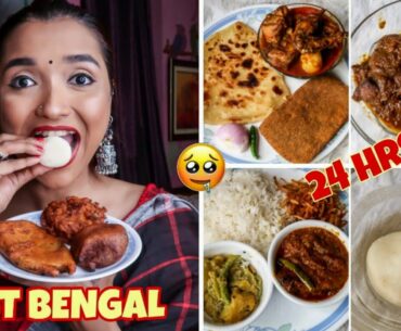 I Ate WEST BENGAL State FOOD For 24 HOURS CHALLENGE - Cooking Bengali MUTTON CURRY Recipe INDIA