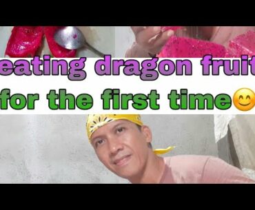 Tasting dragon fruit for the first time/Let's have a try dragon fruit in the backyard