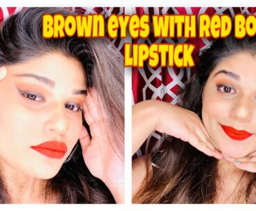 Brown eyes with red bold lipstick || makeup tutorial || makeupvideo