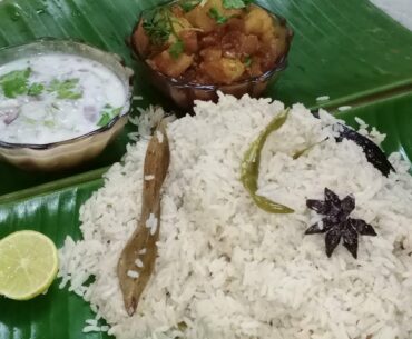 Coconut Rice/Rice cooked with coconut milk/Aloo gravey curry/ Nutritional Info/Calories &Fat