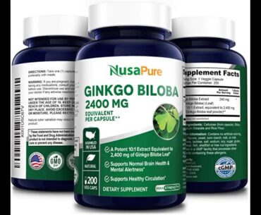 Ginkgo Biloba Extract 2400 mg Per Veggie Caps 200 Capsules (Non-GMO, Gluten Free & Extract 10:1...