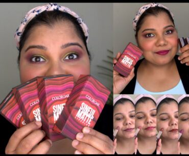 Colorbar Sinful Matte Lipcolor swatches I NO MAKEUP & WITH MAKEUP SWATCHES I #colorbarlipstick