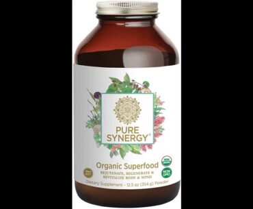 Pure Synergy USDA Organic Green Superfood (12.5 oz Powder) 60+ Greens, Veggies, Herbs for Energ...