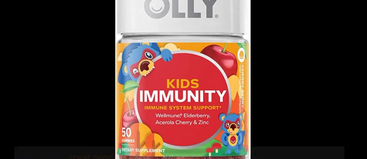 OLLY Kids Immunity Gummy, Wellmune, Elderberry, Acerola Cherries, Zinc, Chewable Supplement, Ch...