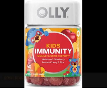 OLLY Kids Immunity Gummy, Wellmune, Elderberry, Acerola Cherries, Zinc, Chewable Supplement, Ch...