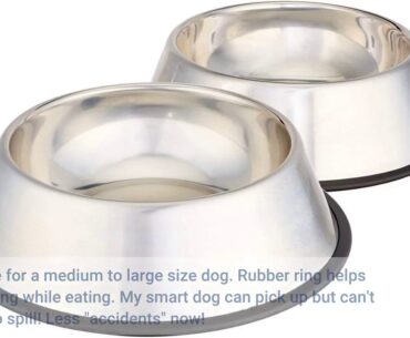 AmazonBasics Stainless Steel Pet Dog Water And Food Bowl - 11 x 3 Inches