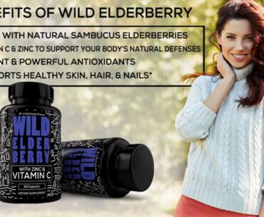 Wild Elderberry with Zinc and Vitamin C - Daily Herbal Supplement with Sambucus Extract for Wom...