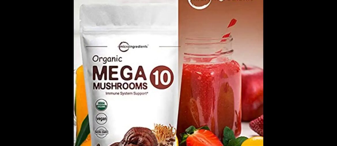 Sustainably US Grown, Organic Mega 10 Mushroom Complex Powder for Immune System Booster, 10 Oun...