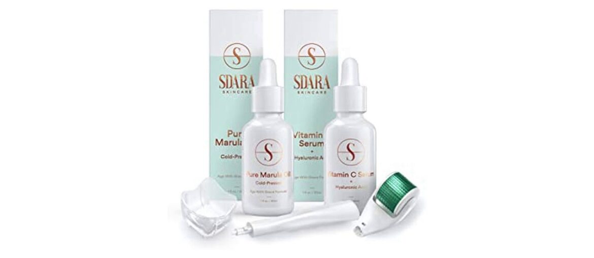 Deal  Sdara Organic Marula Facial Oil with Vitamin C Serum and Derma Roller Version 2.0 with 0.25mm