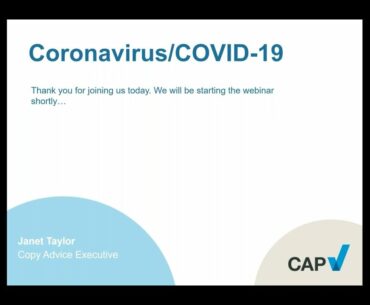 Advertising related to Coronavirus - CAP webinar