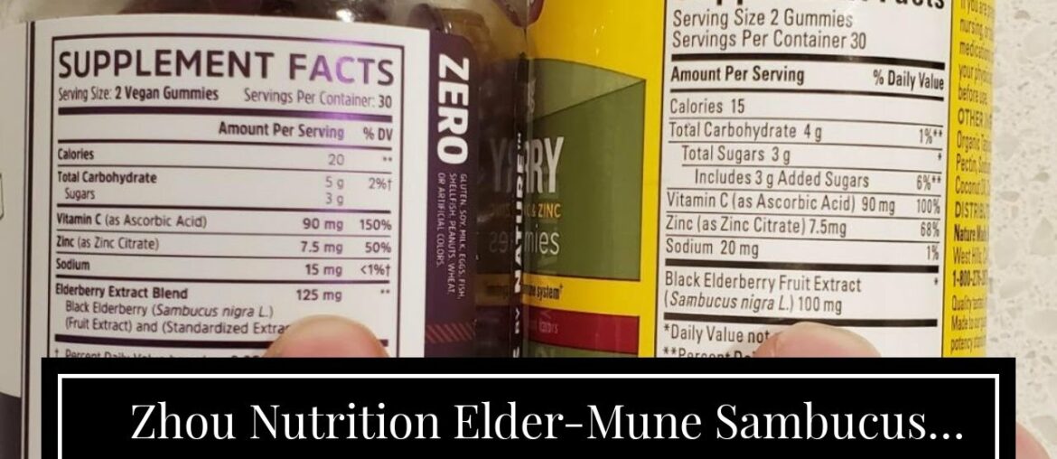 Zhou Nutrition Elder-Mune Sambucus Elderberry Gummies - Antioxidant Flavonoids, Immune Support...