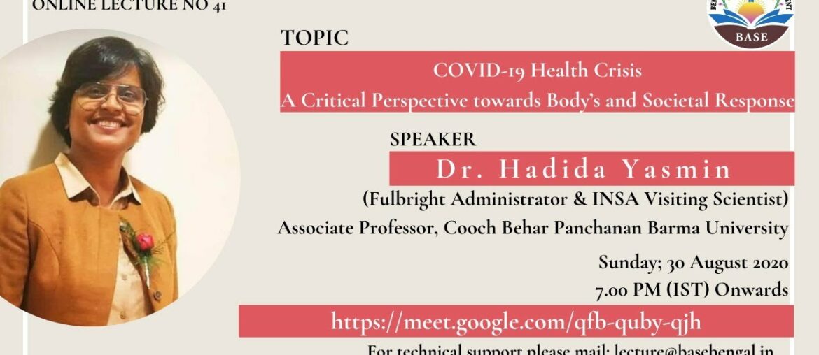 COVID-19 Health Crisis: A Critical Perspective towards Body's and Societal Response by Dr. H. Yasmin