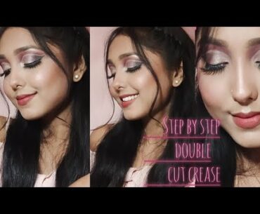 Pink double cut crease look ! Party makeup tutorial for beginners /beauty basics x karunika