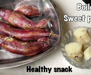 Boiled sweet potatoes- simple, very healthy , quick snack - highly nutritional snack for kids