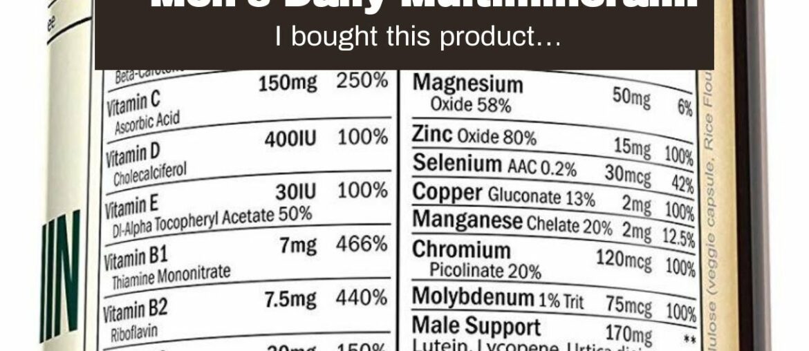 Men's Daily Multimineral Multivitamin Supplement. Vitamins A C E D B1 B2 B3 B5 B6 B12. Magnesiu...