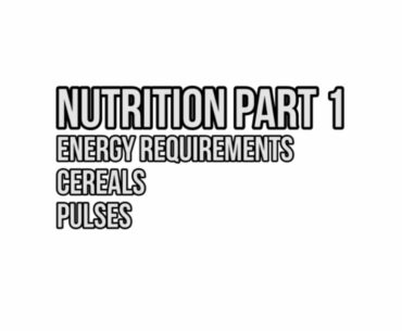 Y1S2 Biochemistry Nutrition (Energy Requirements, Cereals, Pulses) Part 1