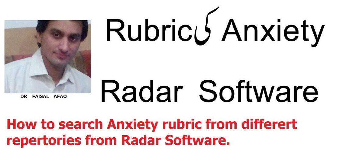 Anxiety Rubric From Radar Software in urdu in hindi | Dr Faisal Afaq