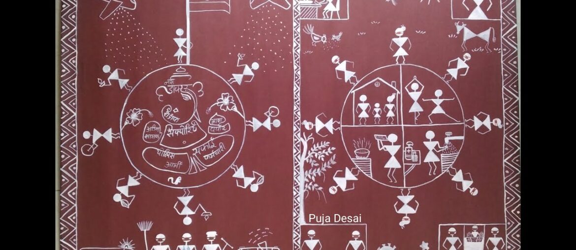 Warli Art for covid-19 # warli printing # Tribal Art. A) Corona warriors.  B) Corona awareness.