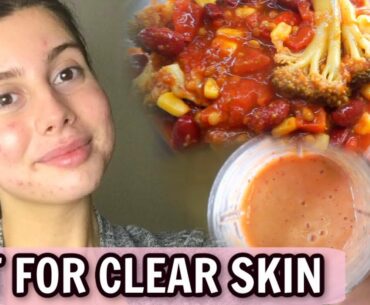 HOW TO GET CLEAR SKIN THROUGH DIET || WHAT I EAT IN A DAY, SUPPLEMENTS, GOING TO THE STUDIO!!