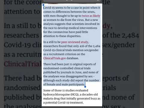 Scientists ignoring higher male mortality from covid-19