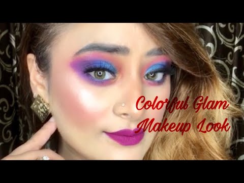 Step By Step Glam Makeup Look | Colorfull Eyes | Loveleen kaur