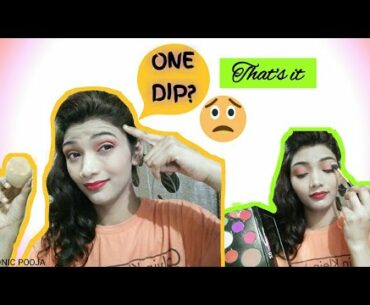 ONE DIP MAKEUP CHALLENGE|| only one swatch/One swipe/fun challenge ||chit chat video || ICONIC POOJA