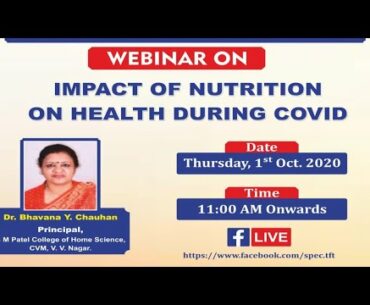 Webinar on "Impact of Nutrition on Health during Covid"