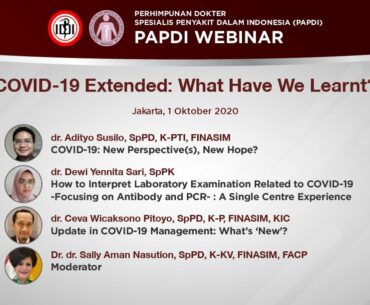 (Part #1) PAPDI Webinar 1 Oktober 2020 | COVID-19 Extended: What Have We Learnt? (Part #1)