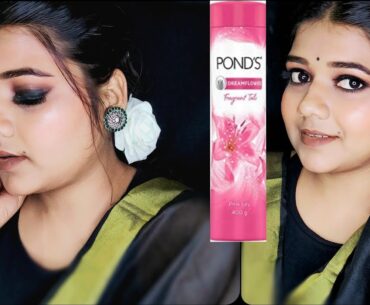 Durga Puja Makeup Look Using Pond's Powder|Step By Step Black Smokey Eye Makeup Look|Arpita's Beauty