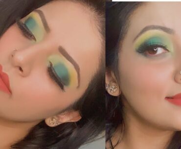 FESTIVE MAKEUP LOOK || GREEN EYESHADOW  ||