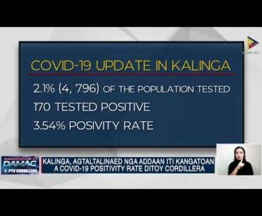 News: Kalinga, agtaltalinaed nga addaan iti kangatoan a COVID-19 positivity rate ditoy Cordillera