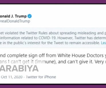 Twitter flags Trump tweet saying he was ‘immune’ to coronavirus as ‘misleading’
