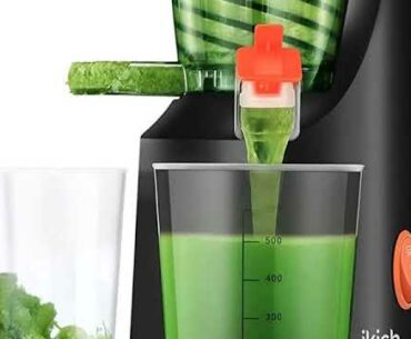 Slow Juicer IKICH 200W Compact Vertical Masticating Juicer with Maximum Nutritional Value