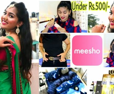 *UNDER 500* Meesho Try-On Haul | Makeup/Home Decor/Skincare/Tops/Accessories Haul| Meesho Haul