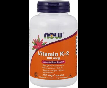 NOW Supplements, Vitamin K-2 100 mcg, Menaquinone-4 (MK-4), Supports Bone Health, 100 Veg Capsu...