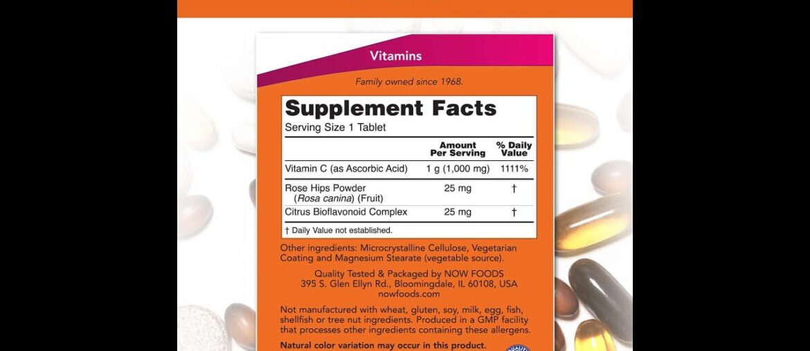 NOW Supplements, Vitamin C-1,000 with 100 mg of Bioflavonoids, Antioxidant Protection*, 500 Veg...