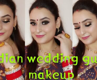 Easy Indian wedding guest makeup look ||Step by step full face makeup tutorial ||