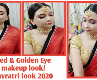 Red and Golden eye makeup look ll 9 days 9 wearable makeup looks for Navratri 2020 ll Red Eyemakeup