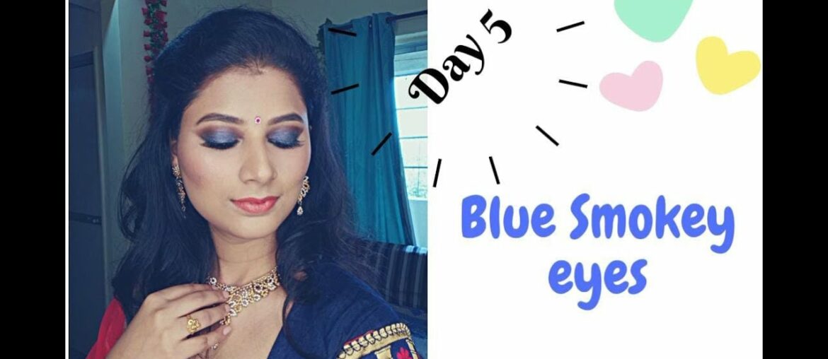 Navratri Day 5 Blue Smokey eye makeup