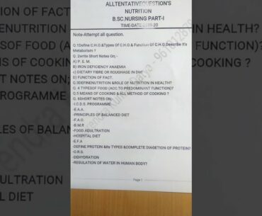 All nutrition questions.(2020)    Bsc. nursing 1st Year.                   Post Bsc.nursing .