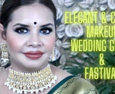 Wedding guest makeup look Dark green smoky eye makeup look