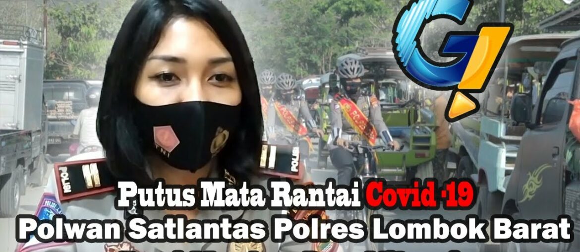 Putus Mata Rantai Covid 19 - Polwan Satlantas Polres Lombok Barat Bagi Bagi Masker Dan Vitamin