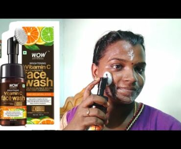 wow skin science brightening vitamin c foaming face wash in built face brush / live demo & review