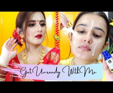 Get Unready With Me / #DurgaPuja Makeup / SWATI BHAMBRA
