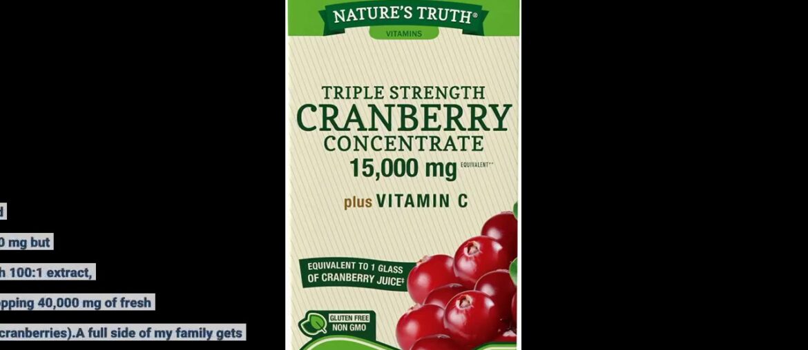Deal Supplement Cranberry Pills with Vitamin C, Fruit Concentrate 100:1- Equals to 40,000 mg Fr...