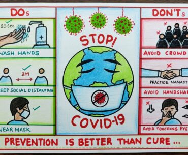 Easy Drawing of Coronavirus Awareness/ Precautions Safety Poster. Easy Drawing COVID19 Poster.