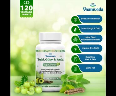 Vaamveda Ayurvedic Tulsi Giloy Amla Immunity Tabltes | 100% Natural Ingredients | No Side Effects