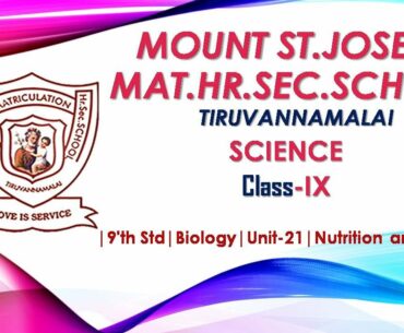 | 9'th Std | Biology | Unit-21 | Nutrition and Health |