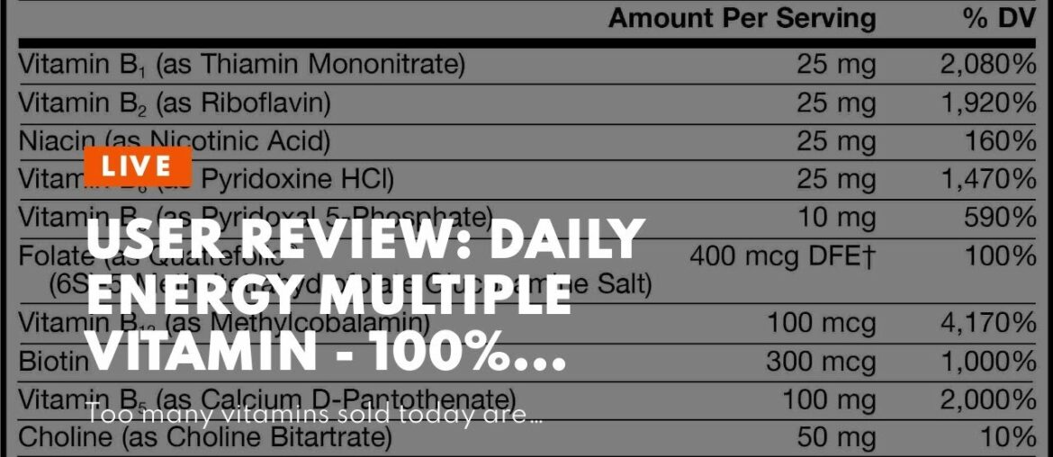 User Review: Daily Energy Multiple Vitamin - 100% coenzyme B Vitamins Including Methylfolate an...